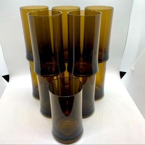 Vintage 70s Mod Brown Drinking Glasses Plastic Pool Barbecue Picnic - Set of 11